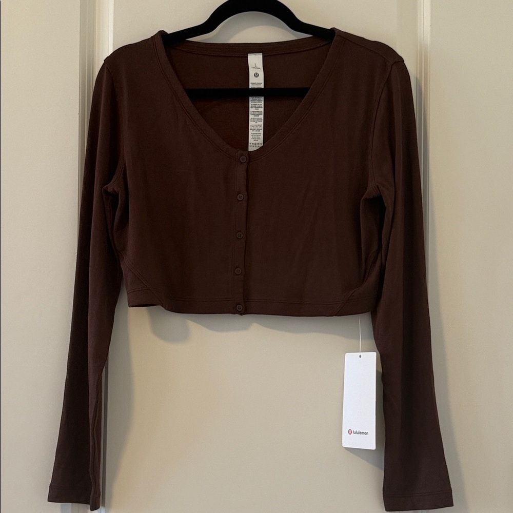 NWT Lululemon athletica Ribbed Brow Button Down Cropped Cardigan